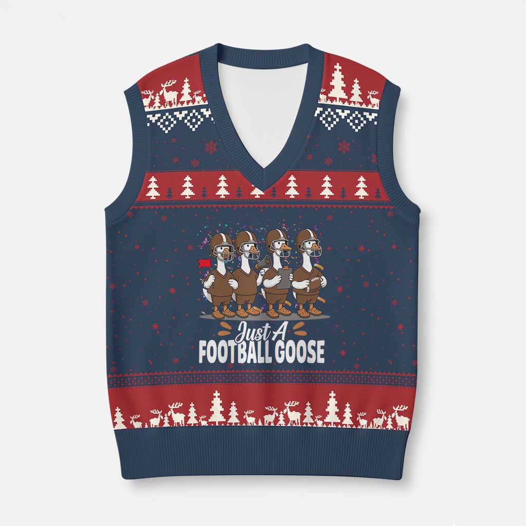 Just A Football Goose V-Neck Knit Sweater Vest Animal Sports Fan Gift - Wonder Print Shop