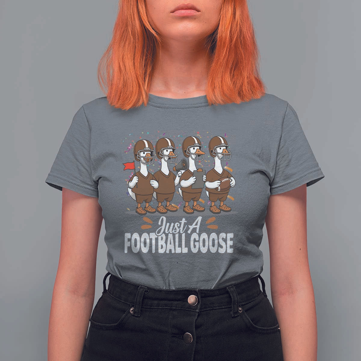 Just A Football Goose T Shirt For Women Animal Sports Fan Gift - Wonder Print Shop