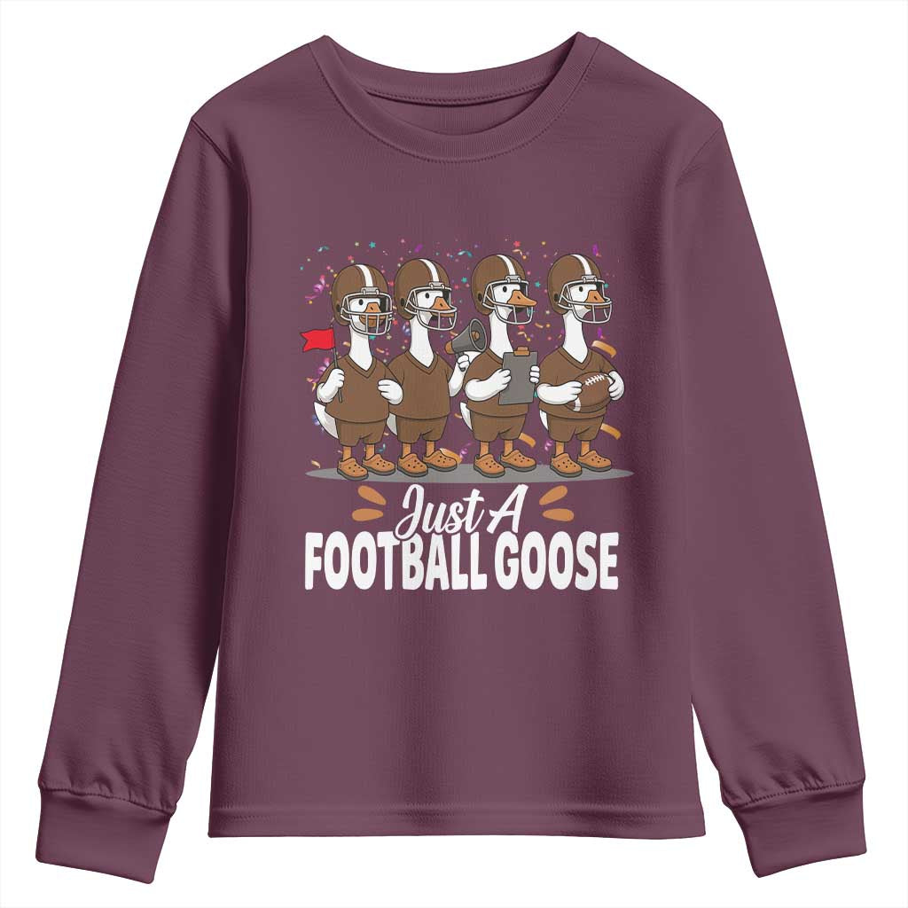 Just A Football Goose Youth Sweatshirt Animal Sports Fan Gift - Wonder Print Shop