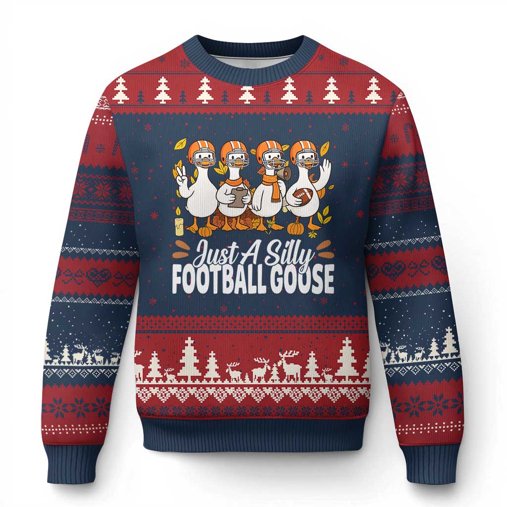 Just A Silly Football Ugly Christmas Sweater Animal Sports Fan Gift - Wonder Print Shop