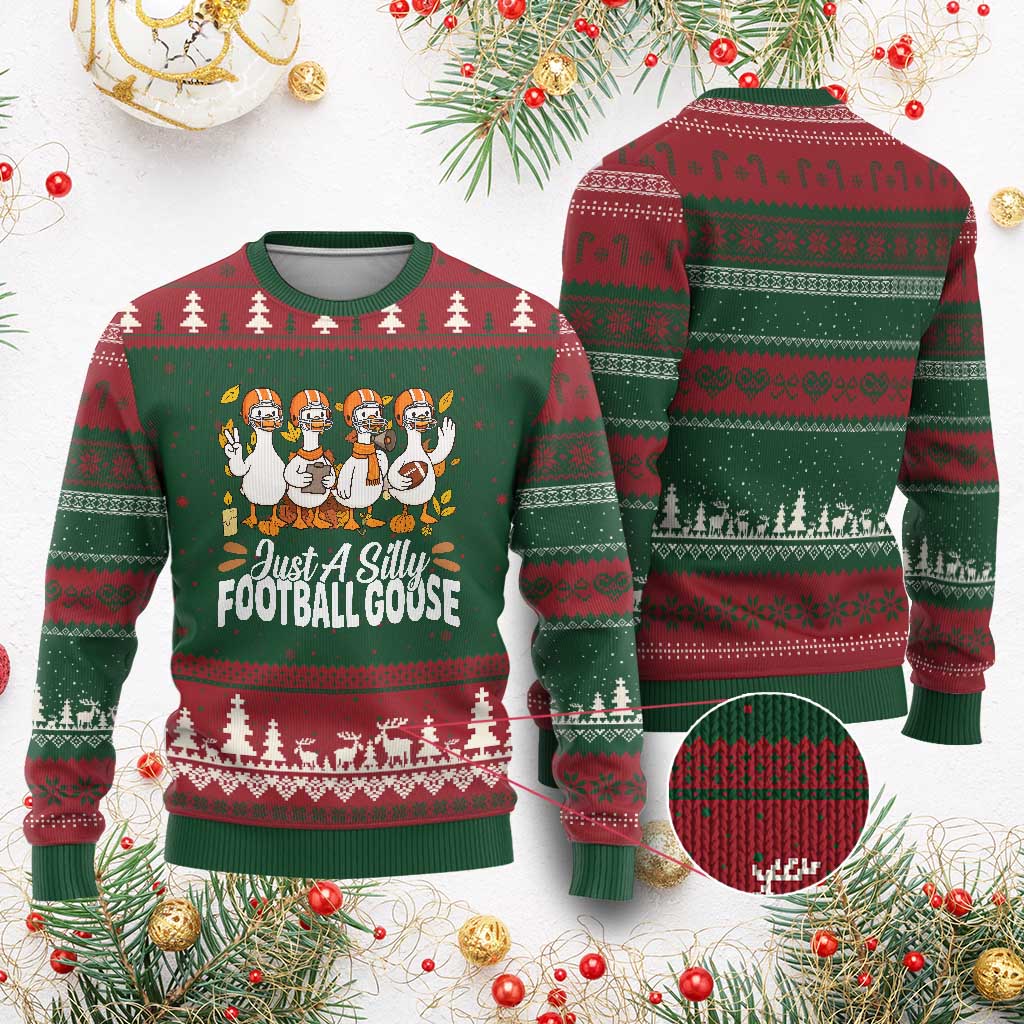 Just A Silly Football Ugly Christmas Sweater Animal Sports Fan Gift - Wonder Print Shop