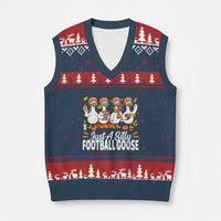 Just A Silly Football V-Neck Knit Sweater Vest Animal Sports Fan Gift - Wonder Print Shop