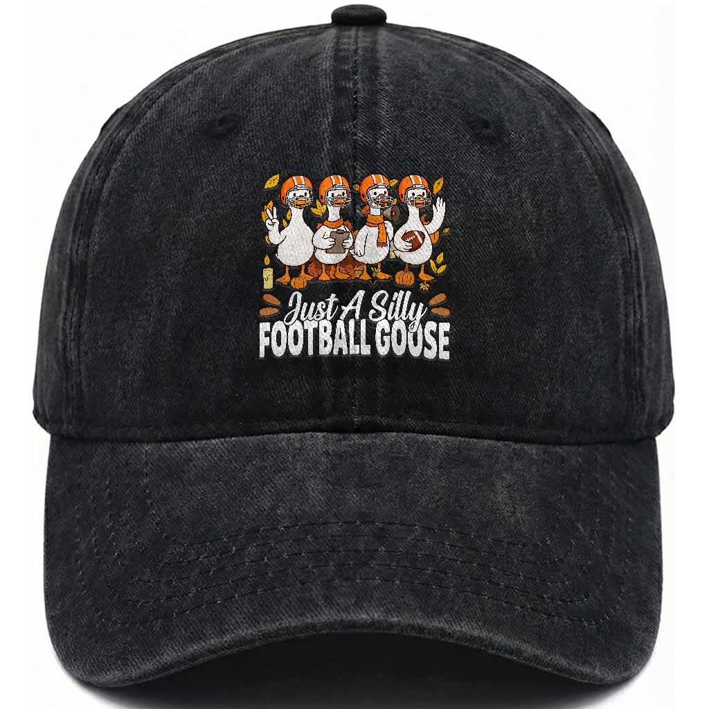 Just A Silly Football Washed Cotton Baseball Cap Animal Sports Fan Gift