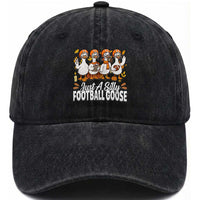 Just A Silly Football Washed Cotton Baseball Cap Animal Sports Fan Gift
