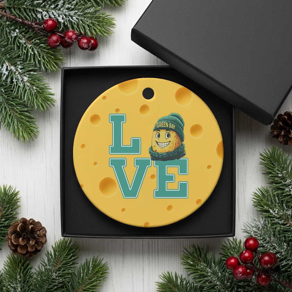 Green Bay Cheesehead Ceramic Ornament Football Fan Supporter Gift Idea - Wonder Print Shop