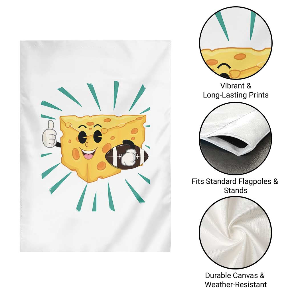 Funny Cheese Head Football Player Sports Gift Idea Garden Flag - Wonder Print Shop