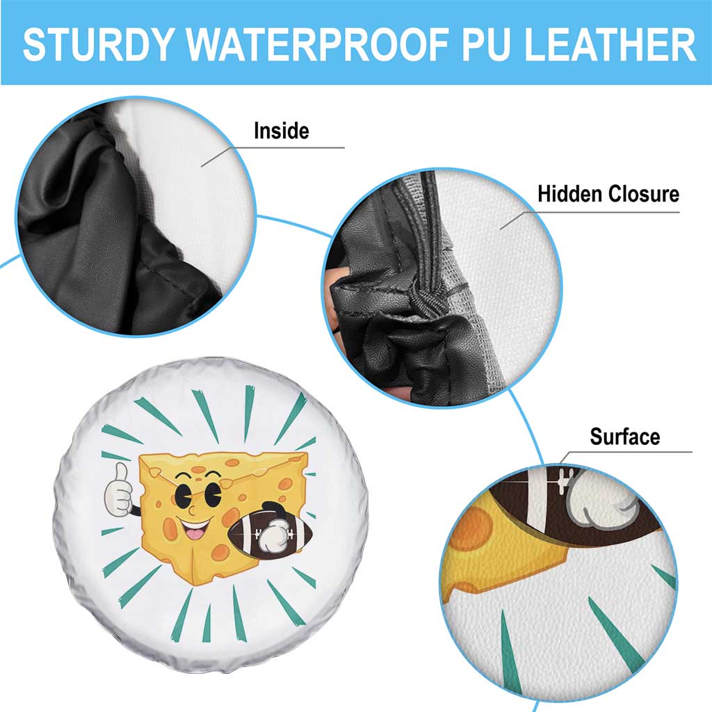 Funny Cheese Head Football Player Sports Gift Idea Spare Tire Cover - Wonder Print Shop