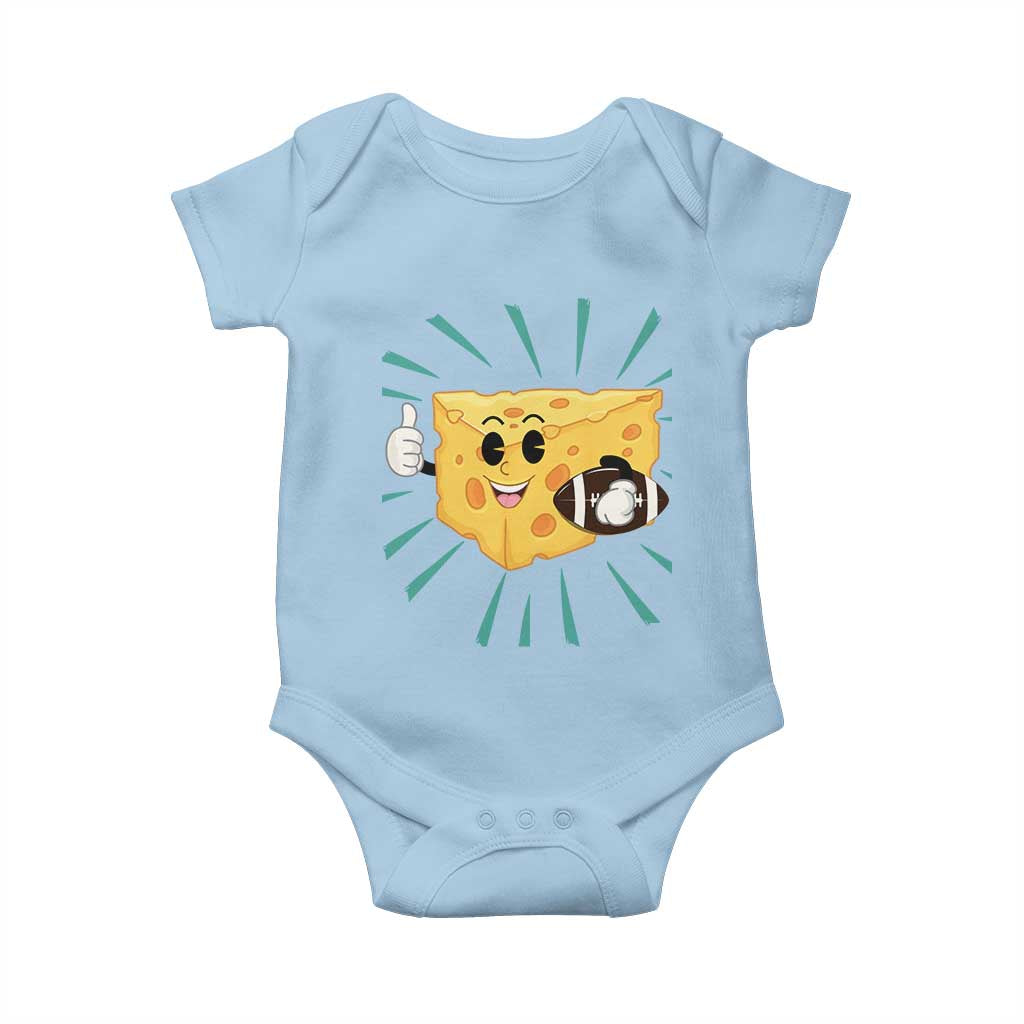 Funny Cheese Head Football Player Sports Gift Idea Baby Onesie - Wonder Print Shop