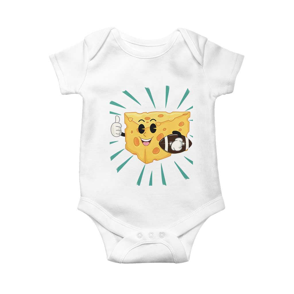 Funny Cheese Head Football Player Sports Gift Idea Baby Onesie - Wonder Print Shop