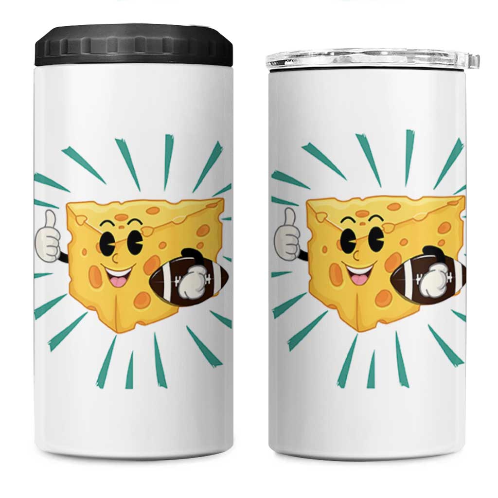 Funny Cheese Head Football Player Sports Gift Idea 4 in 1 Can Cooler Tumbler - Wonder Print Shop