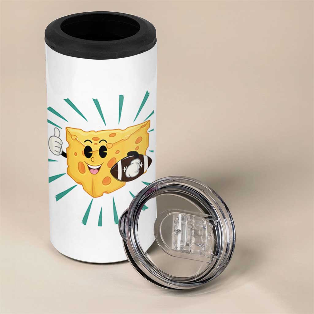 Funny Cheese Head Football Player Sports Gift Idea 4 in 1 Can Cooler Tumbler - Wonder Print Shop