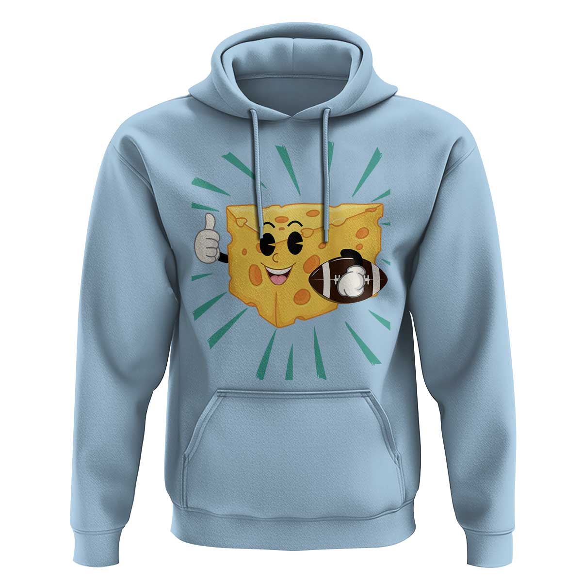 Funny Cheese Head Football Player Sports Gift Idea Hoodie - Wonder Print Shop