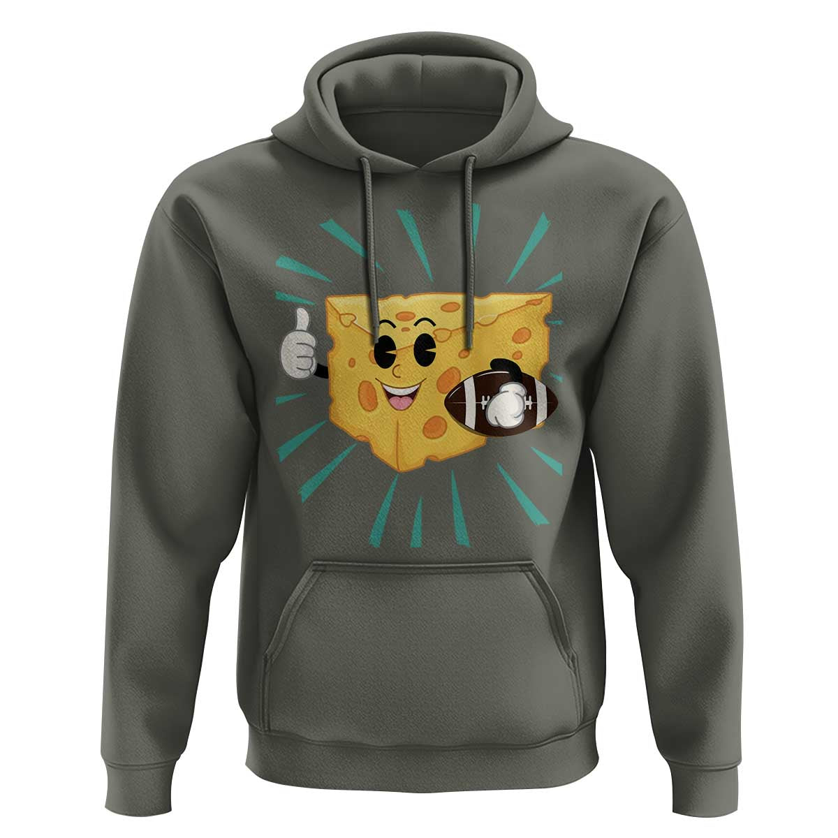 Funny Cheese Head Football Player Sports Gift Idea Hoodie - Wonder Print Shop