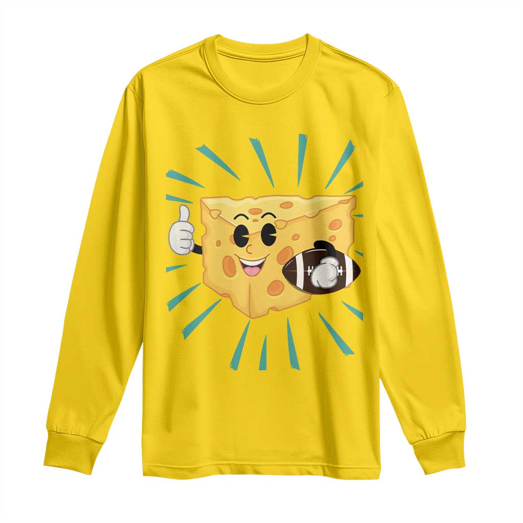 Funny Cheese Head Football Player Sports Gift Idea Long Sleeve Shirt - Wonder Print Shop