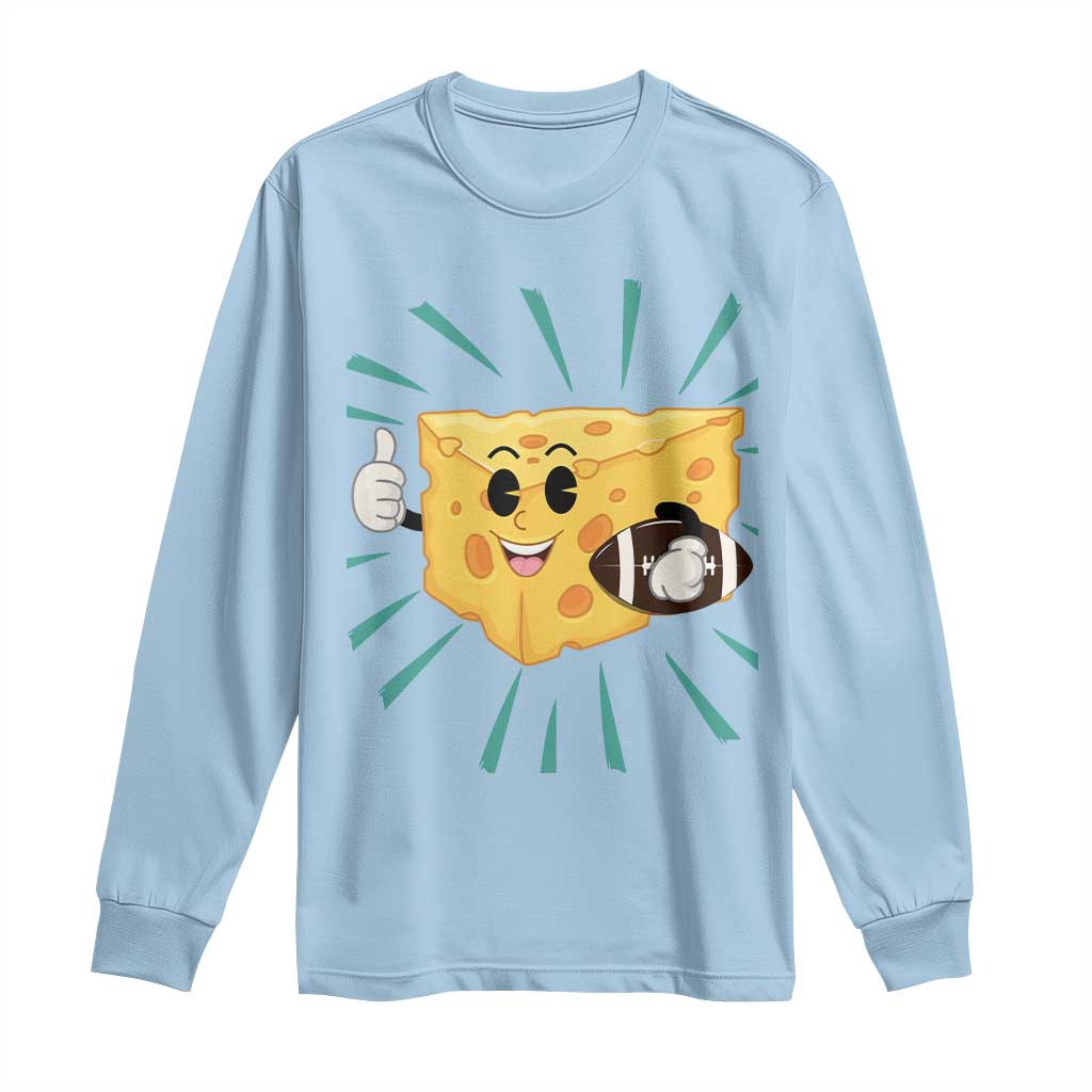 Funny Cheese Head Football Player Sports Gift Idea Long Sleeve Shirt - Wonder Print Shop