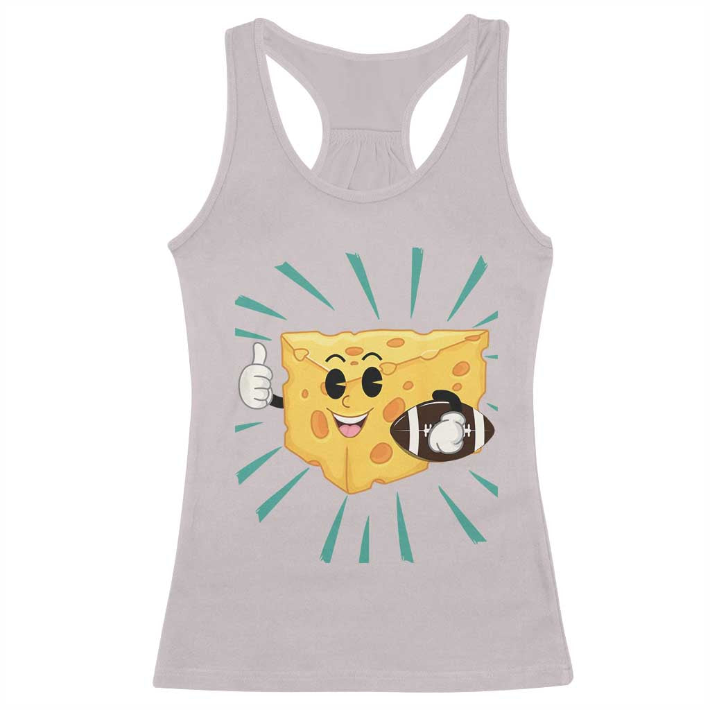Funny Cheese Head Football Player Sports Gift Idea Racerback Tank Top - Wonder Print Shop