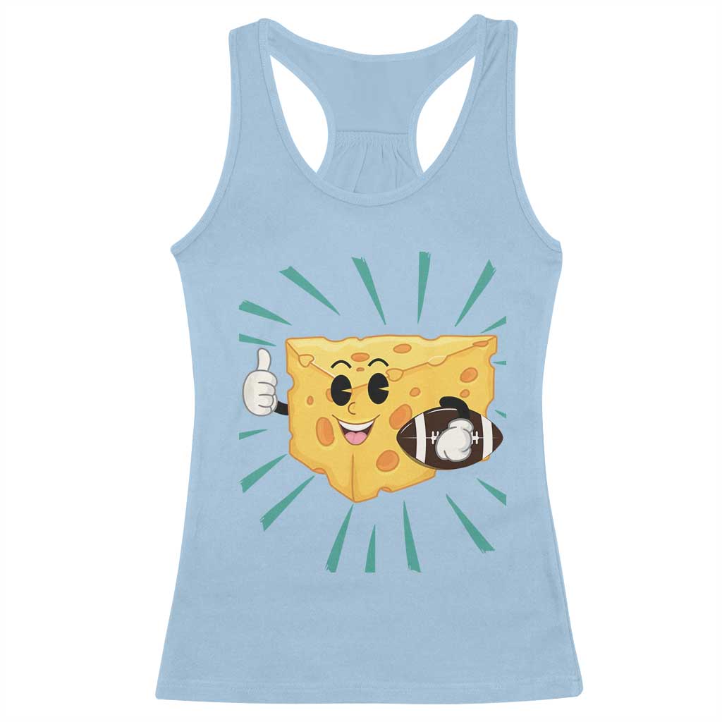 Funny Cheese Head Football Player Sports Gift Idea Racerback Tank Top - Wonder Print Shop