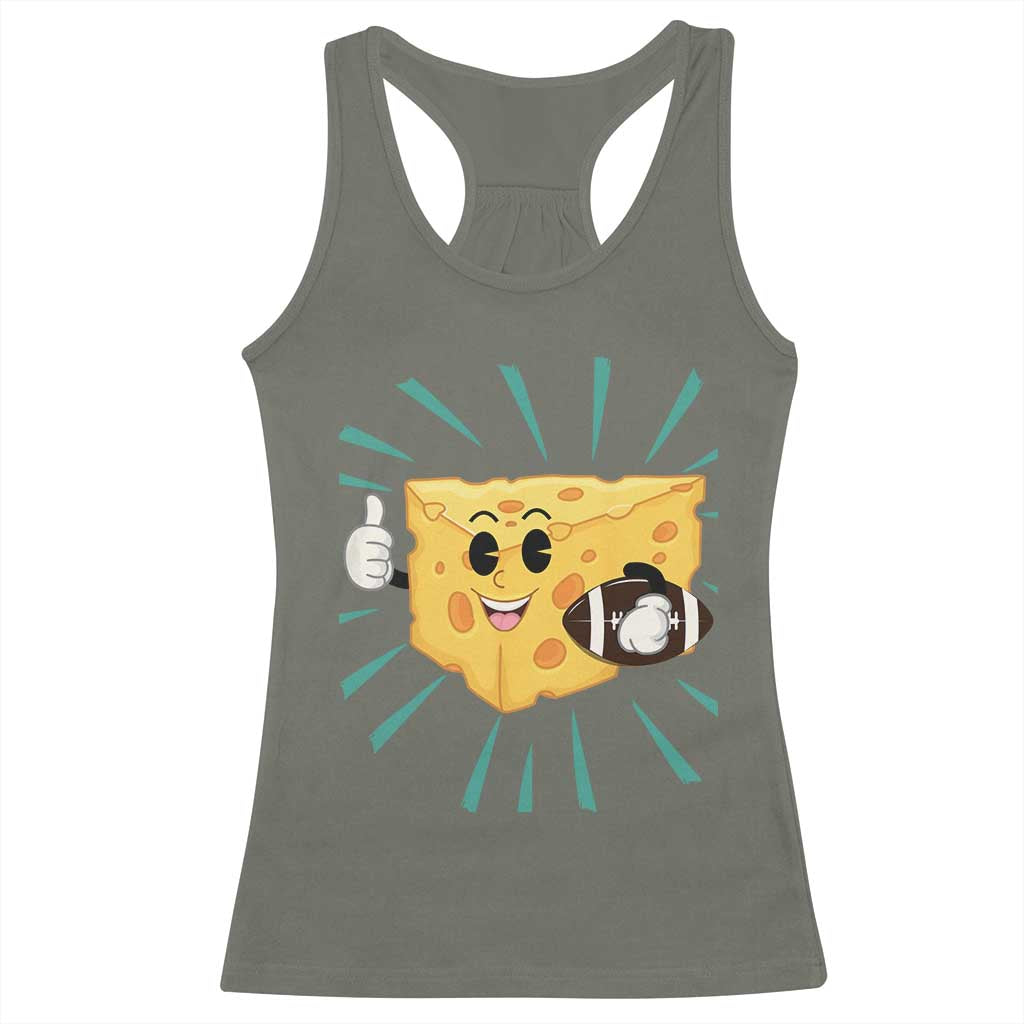 Funny Cheese Head Football Player Sports Gift Idea Racerback Tank Top - Wonder Print Shop