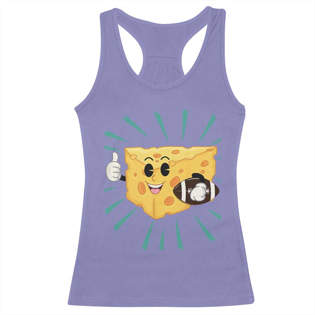 Funny Cheese Head Football Player Sports Gift Idea Racerback Tank Top - Wonder Print Shop