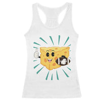 Funny Cheese Head Football Player Sports Gift Idea Racerback Tank Top - Wonder Print Shop
