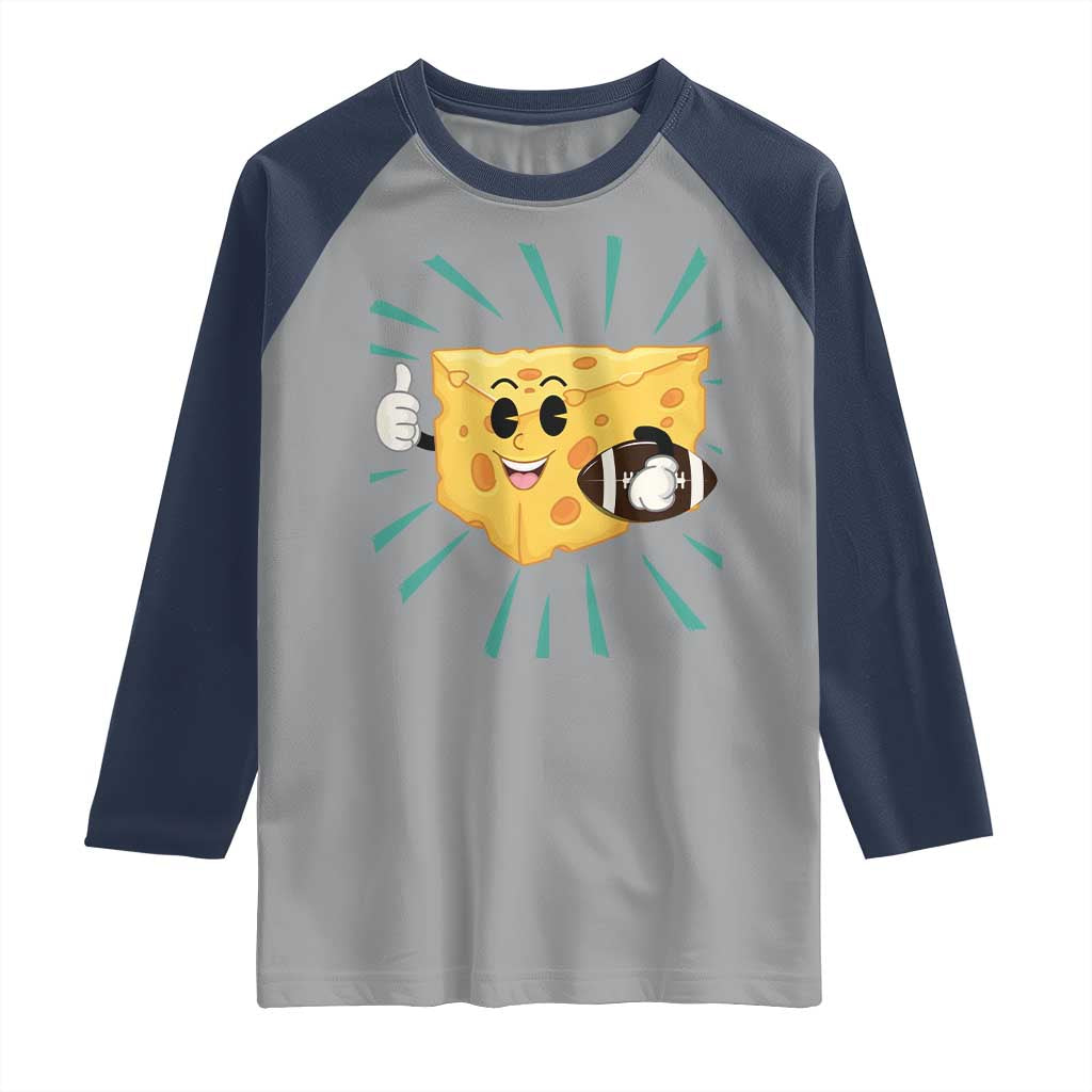 Funny Cheese Head Football Player Sports Gift Idea Raglan Shirt - Wonder Print Shop