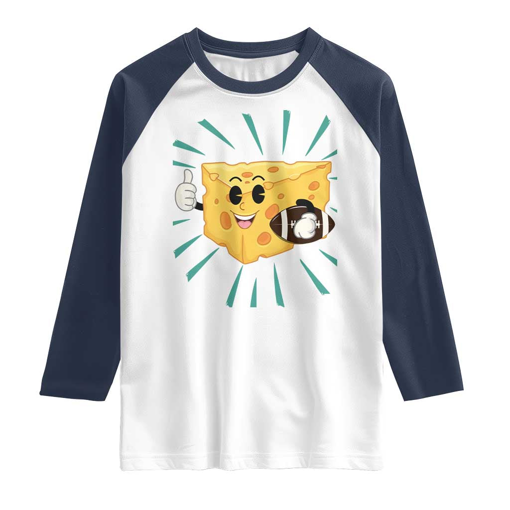 Funny Cheese Head Football Player Sports Gift Idea Raglan Shirt - Wonder Print Shop