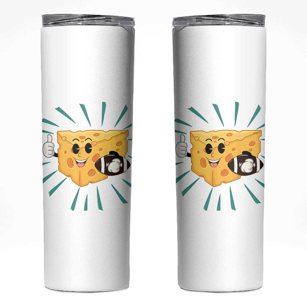 Funny Cheese Head Football Player Sports Gift Idea Skinny Tumbler - Wonder Print Shop