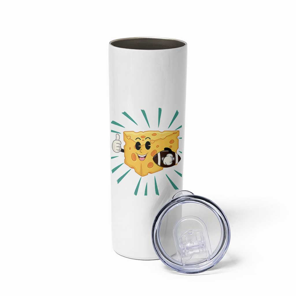 Funny Cheese Head Football Player Sports Gift Idea Skinny Tumbler - Wonder Print Shop