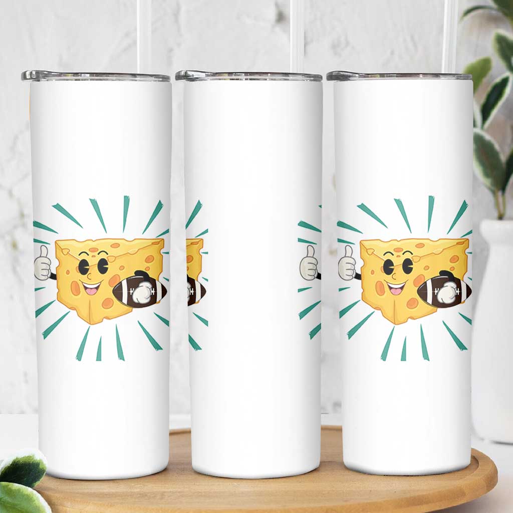 Funny Cheese Head Football Player Sports Gift Idea Skinny Tumbler - Wonder Print Shop