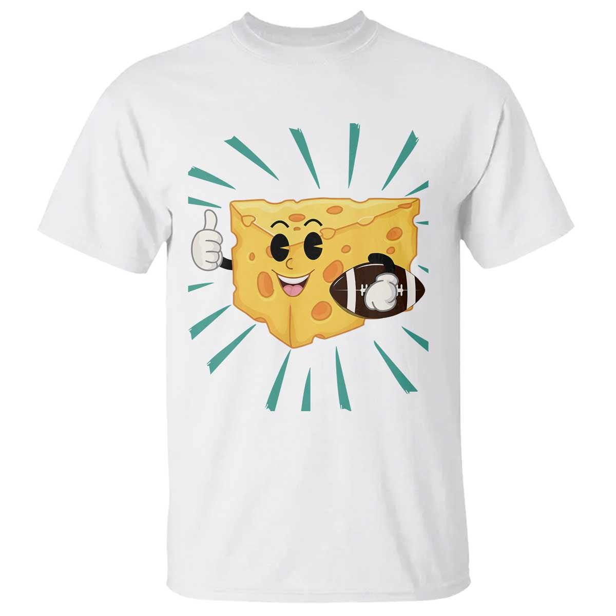 Funny Cheese Head Football Player Sports Gift Idea T Shirt - Wonder Print Shop