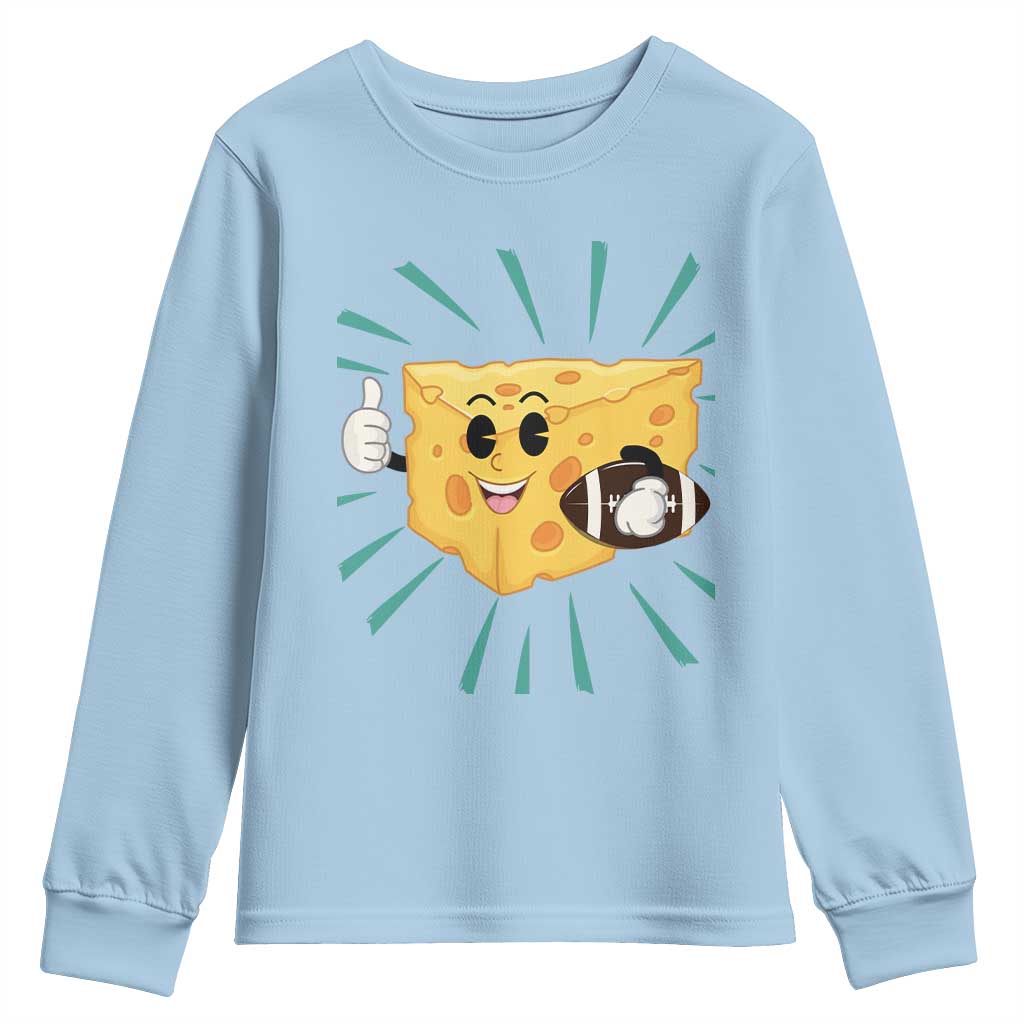 Funny Cheese Head Football Player Sports Gift Idea Youth Sweatshirt - Wonder Print Shop