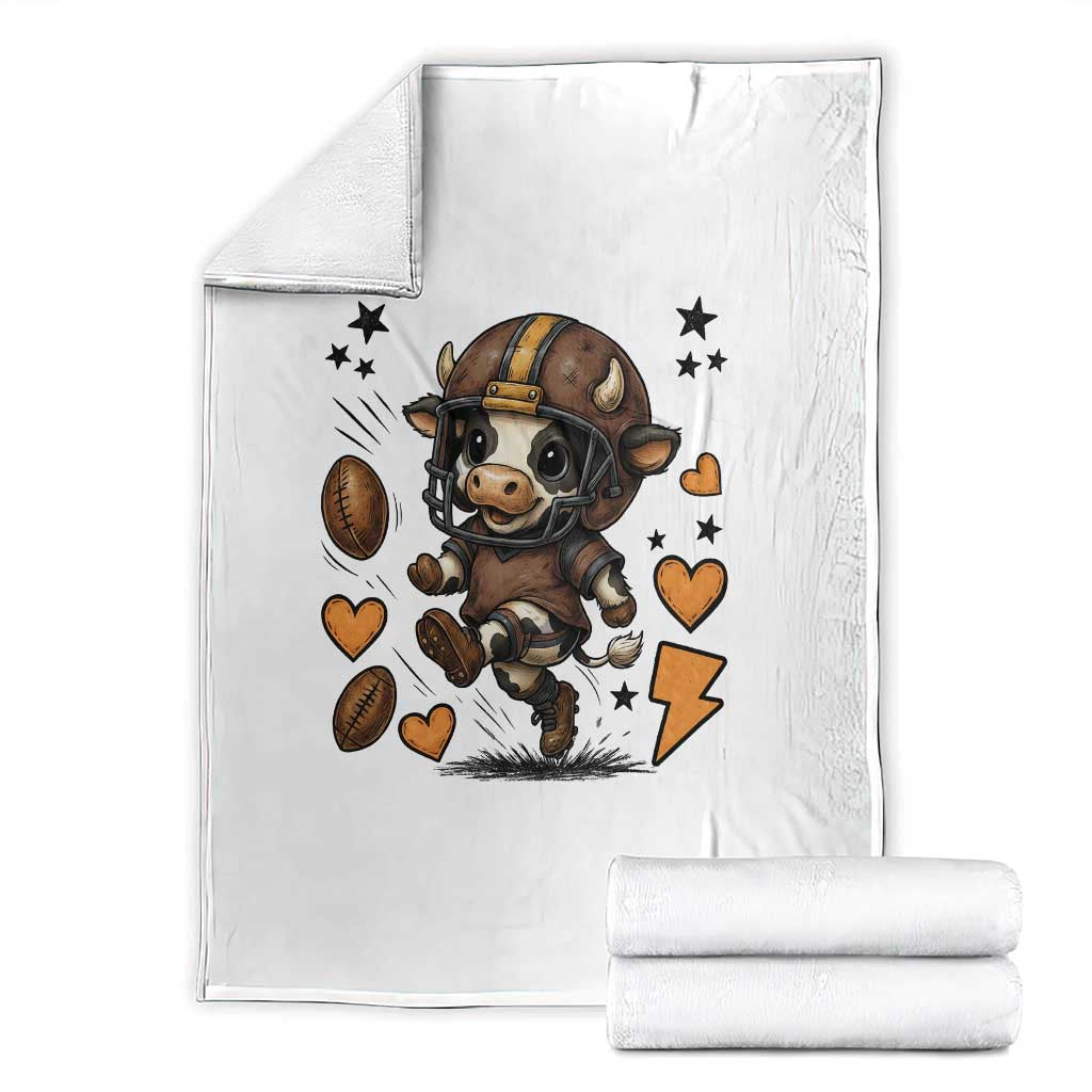 Football Lover Throw Blanket Cute Dairy Cow Playing Football - Wonder Print Shop