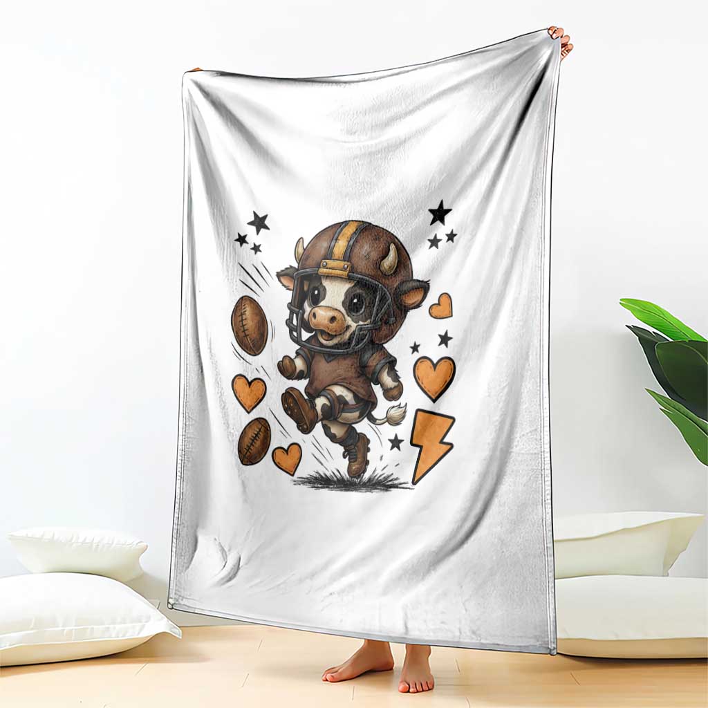 Football Lover Throw Blanket Cute Dairy Cow Playing Football - Wonder Print Shop