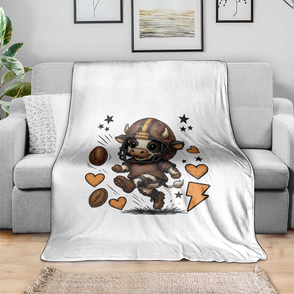 Football Lover Throw Blanket Cute Dairy Cow Playing Football - Wonder Print Shop