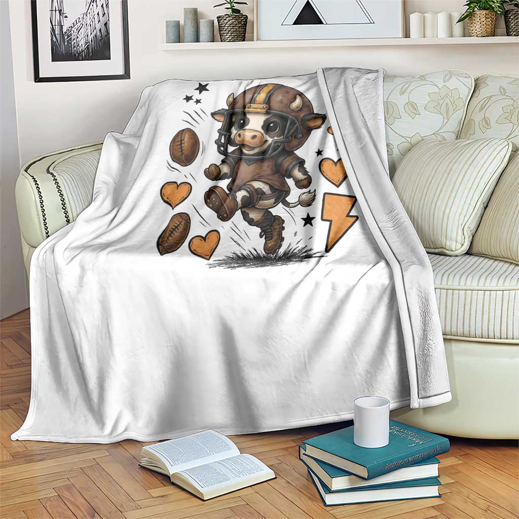 Football Lover Throw Blanket Cute Dairy Cow Playing Football - Wonder Print Shop