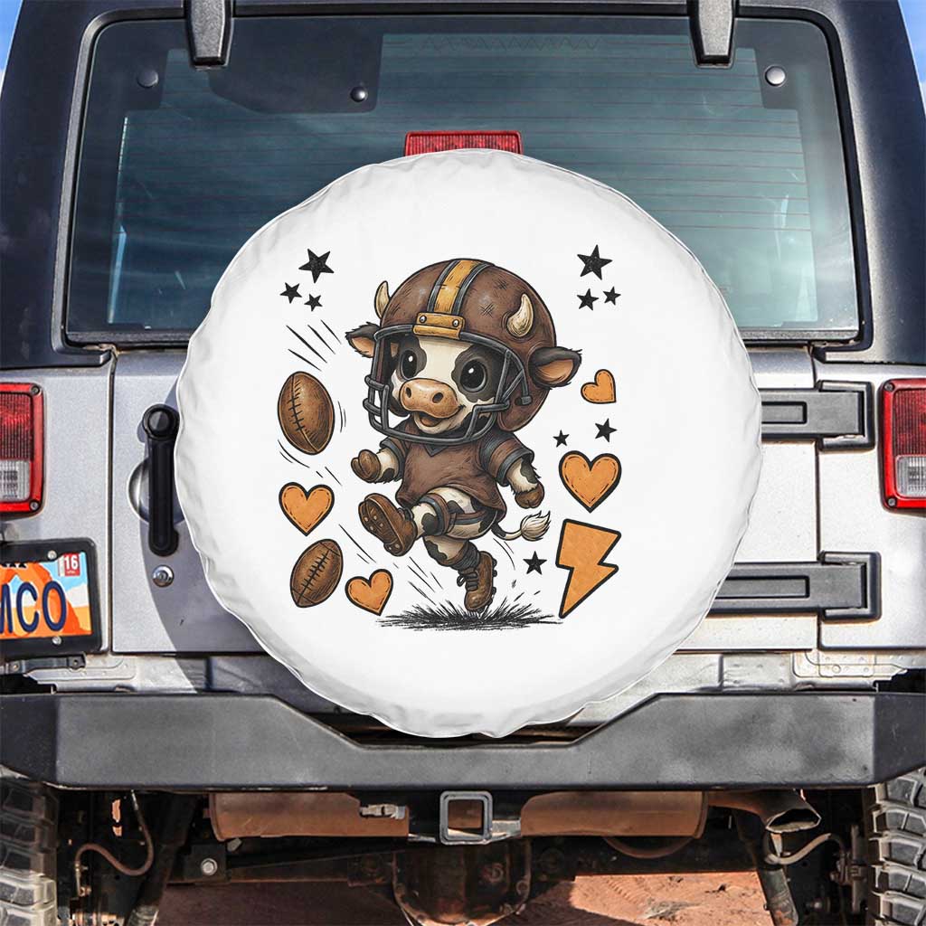 Football Lover Spare Tire Cover Cute Dairy Cow Playing Football - Wonder Print Shop