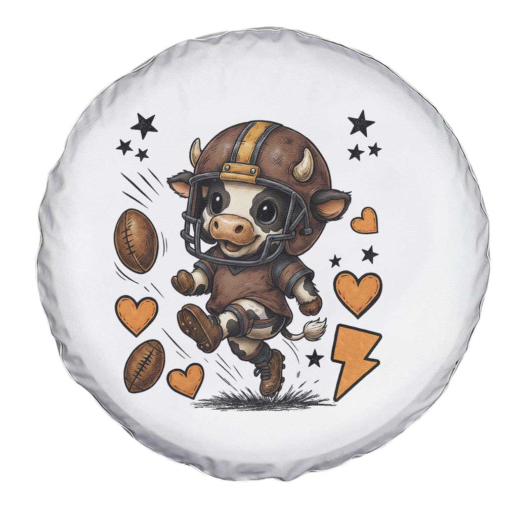 Football Lover Spare Tire Cover Cute Dairy Cow Playing Football - Wonder Print Shop