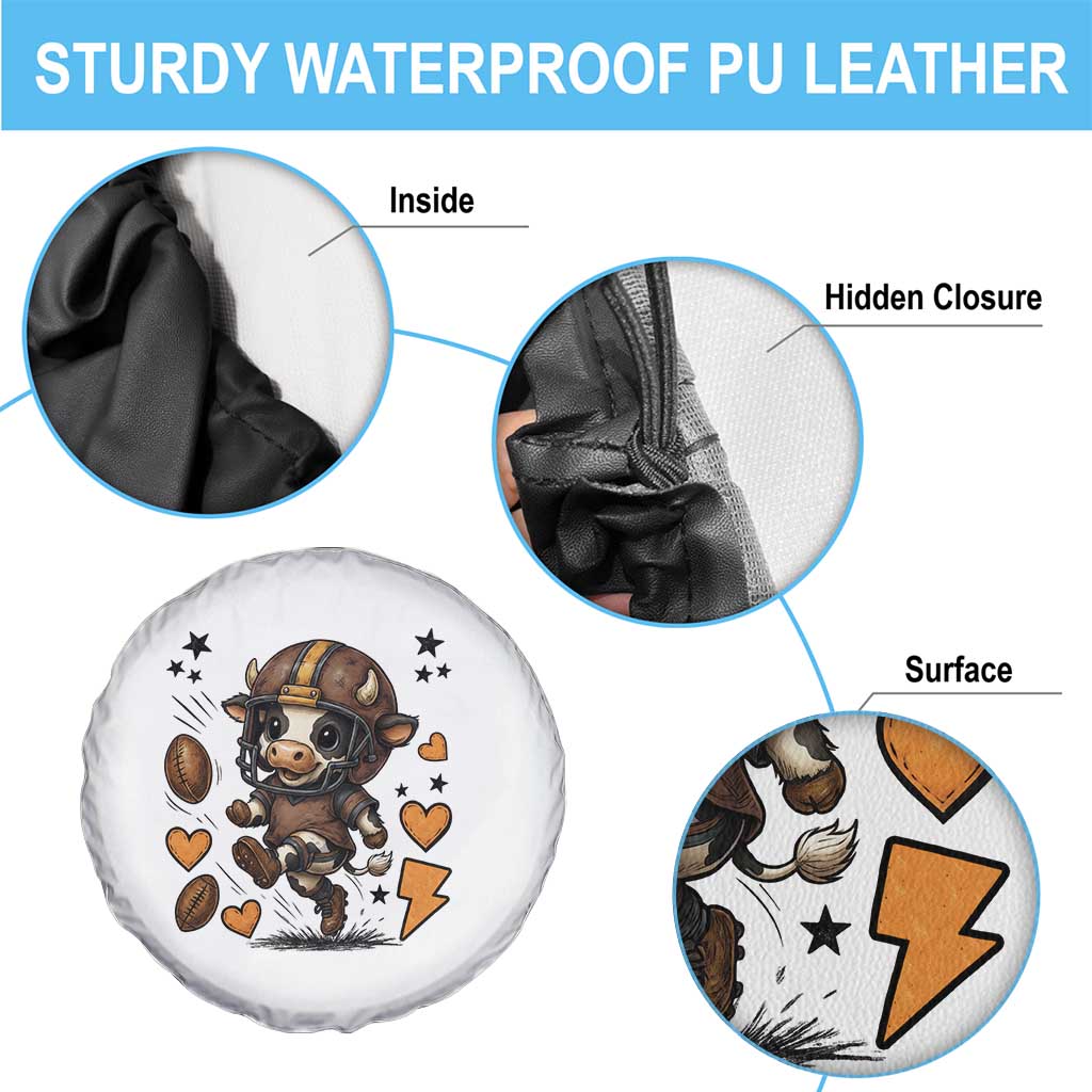 Football Lover Spare Tire Cover Cute Dairy Cow Playing Football - Wonder Print Shop