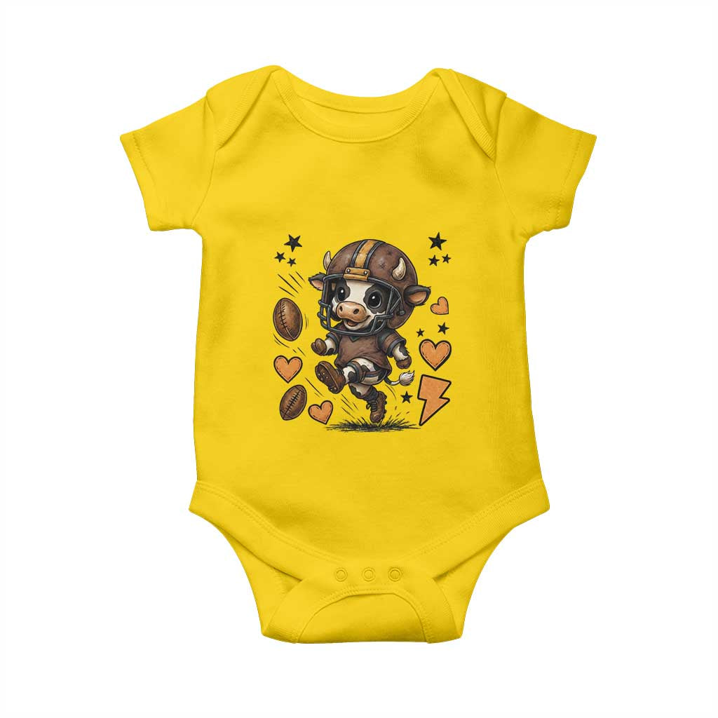 Football Lover Baby Onesie Cute Dairy Cow Playing Football - Wonder Print Shop