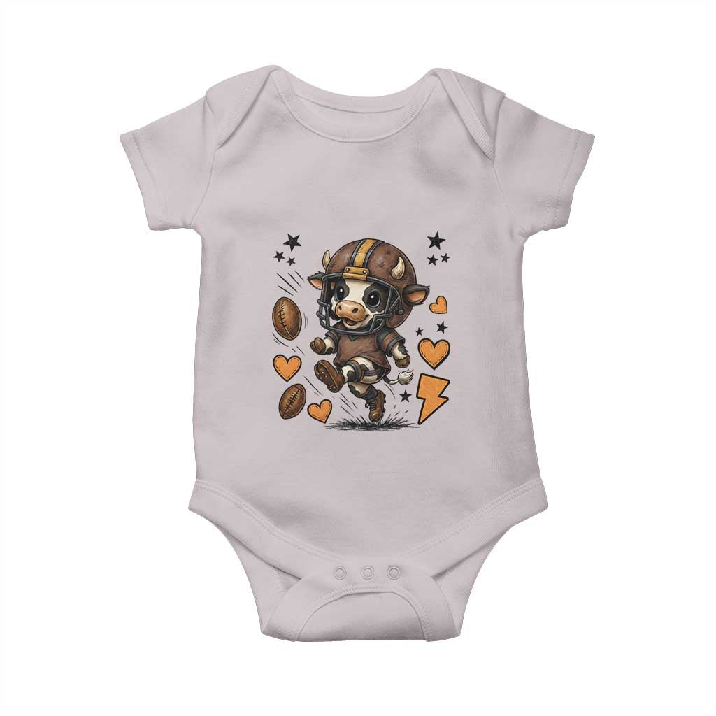 Football Lover Baby Onesie Cute Dairy Cow Playing Football - Wonder Print Shop