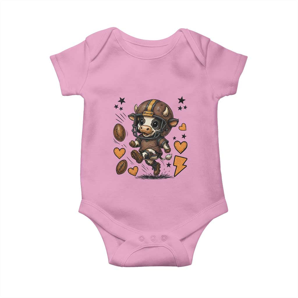 Football Lover Baby Onesie Cute Dairy Cow Playing Football - Wonder Print Shop