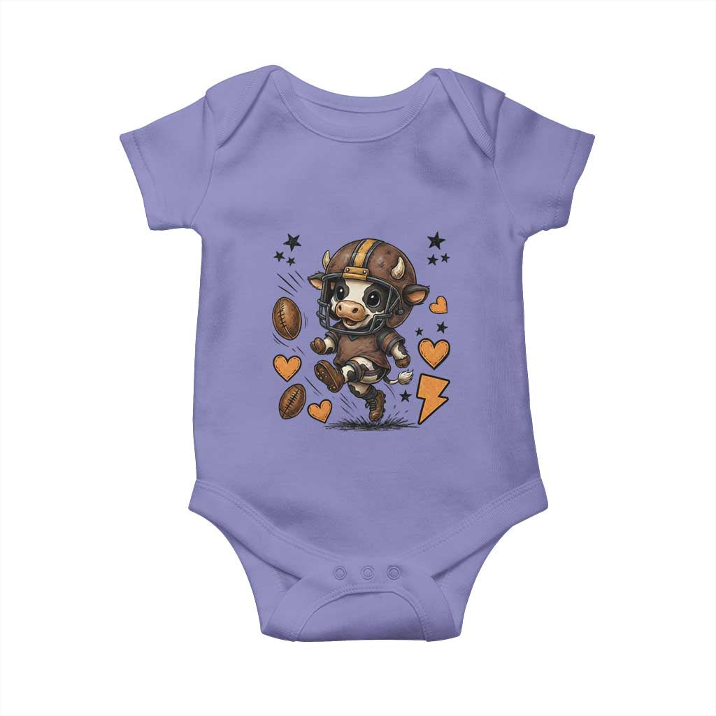 Football Lover Baby Onesie Cute Dairy Cow Playing Football - Wonder Print Shop
