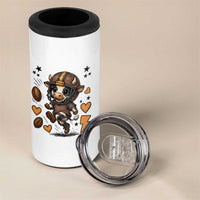 Football Lover 4 in 1 Can Cooler Tumbler Cute Dairy Cow Playing Football - Wonder Print Shop