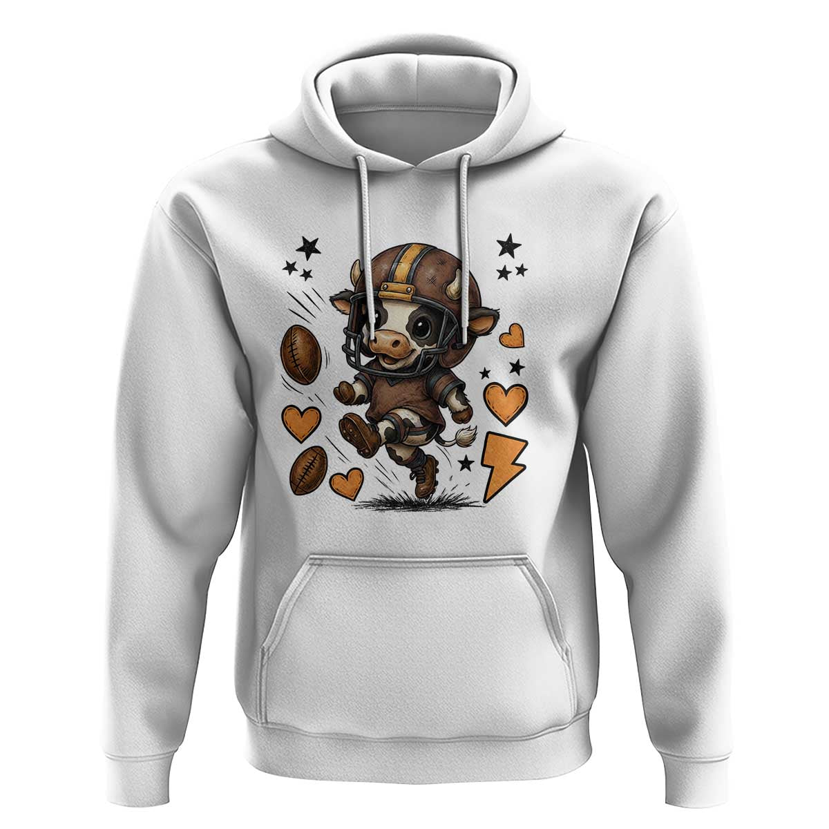 Football Lover Hoodie Cute Dairy Cow Playing Football - Wonder Print Shop