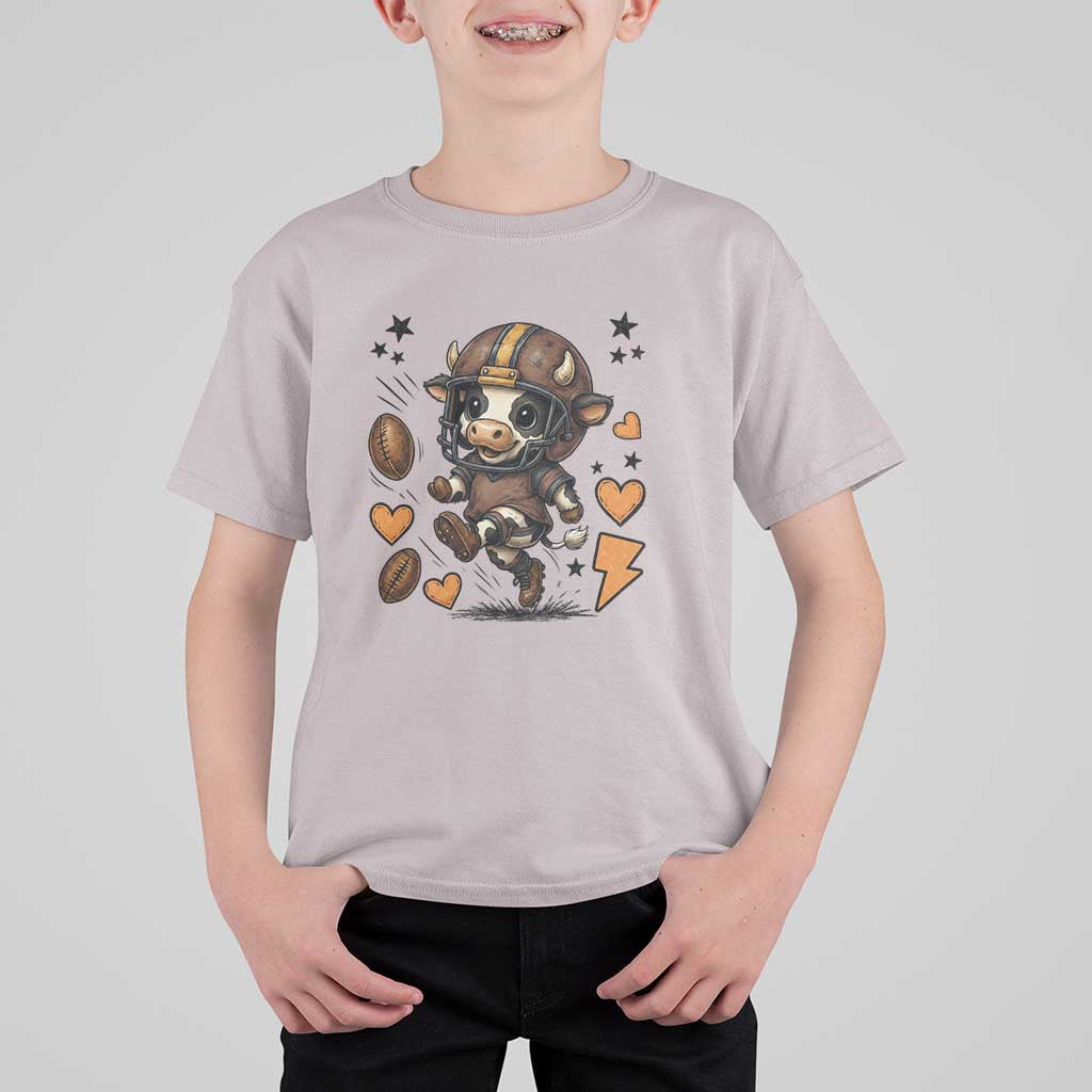 Football Lover T Shirt For Kid Cute Dairy Cow Playing Football - Wonder Print Shop