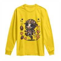Football Lover Long Sleeve Shirt Cute Dairy Cow Playing Football - Wonder Print Shop