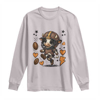Football Lover Long Sleeve Shirt Cute Dairy Cow Playing Football - Wonder Print Shop