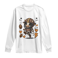 Football Lover Long Sleeve Shirt Cute Dairy Cow Playing Football - Wonder Print Shop