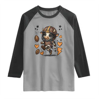 Football Lover Raglan Shirt Cute Dairy Cow Playing Football - Wonder Print Shop
