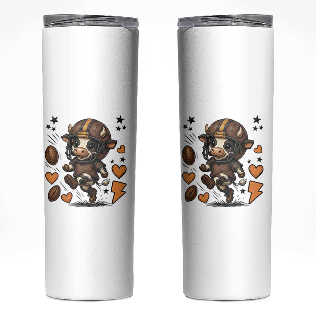 Football Lover Skinny Tumbler Cute Dairy Cow Playing Football - Wonder Print Shop